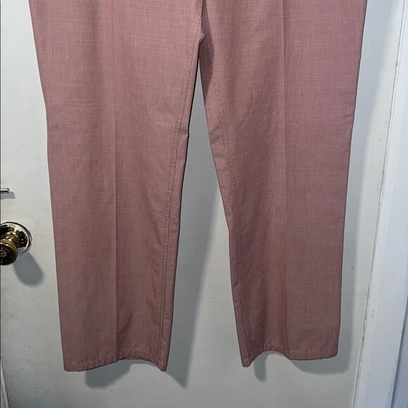 ASHWORTH Red and White Microstripe Flatfront Cotton Blend Golf Pants-38 - Picture 3 of 11